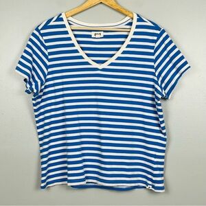 Pact Blue and White Striped Short Sleeve Tee